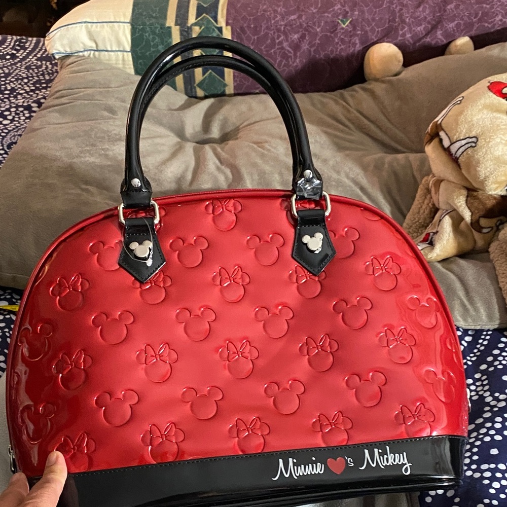 Minnie & Mickey Red Patent Dome Satchel